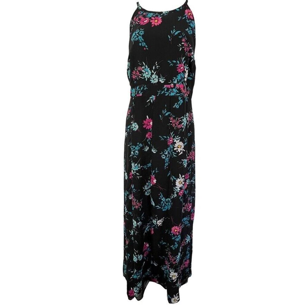 Jessica London Womens Black Floral Plus Size 16W Fit & Flare Sleeveless Dress